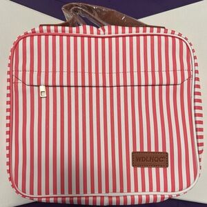 Red and White Striped Men's Bag